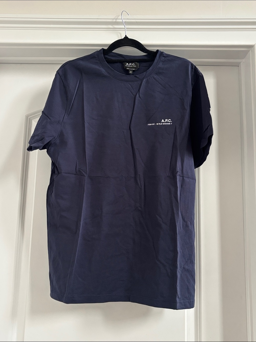A.P.C. Navy Short Sleeve Logo Tee